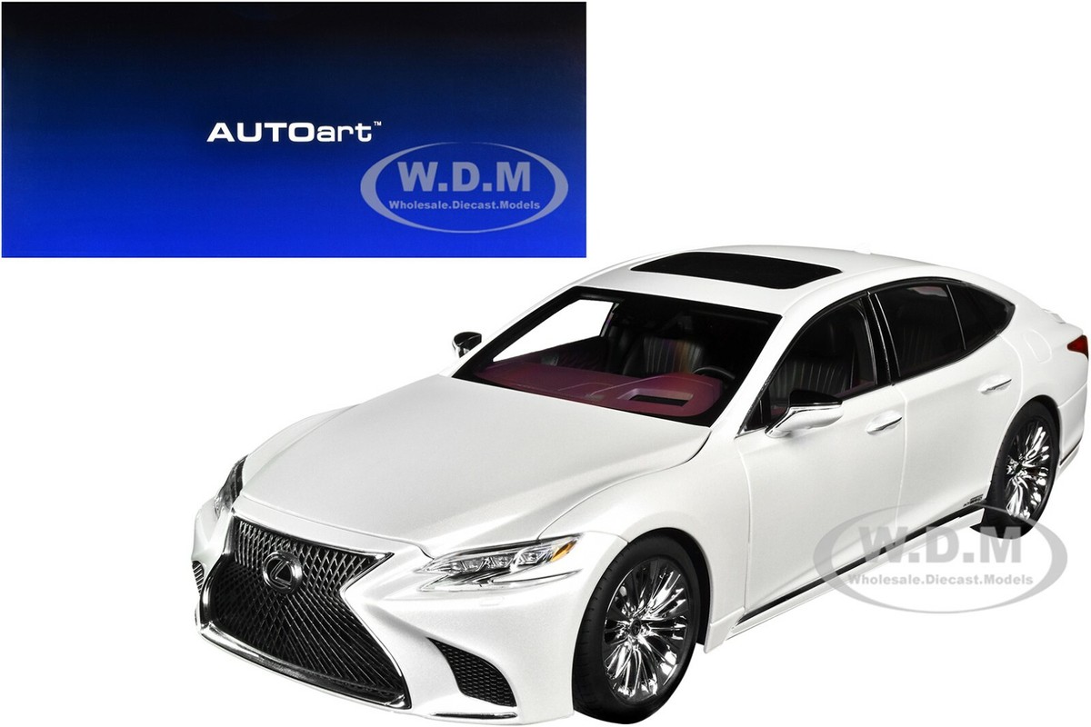 LEXUS LS500h SONIC WHITE MET. W/CRIMSON & BLACK INTERIOR 1/18 CAR