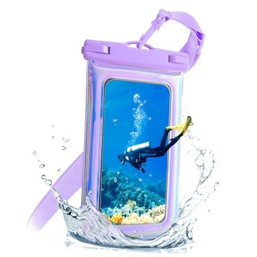 Sponge Floating Phone Waterproof Bag with Crossbody Lanyard, A1-Colorful Purple