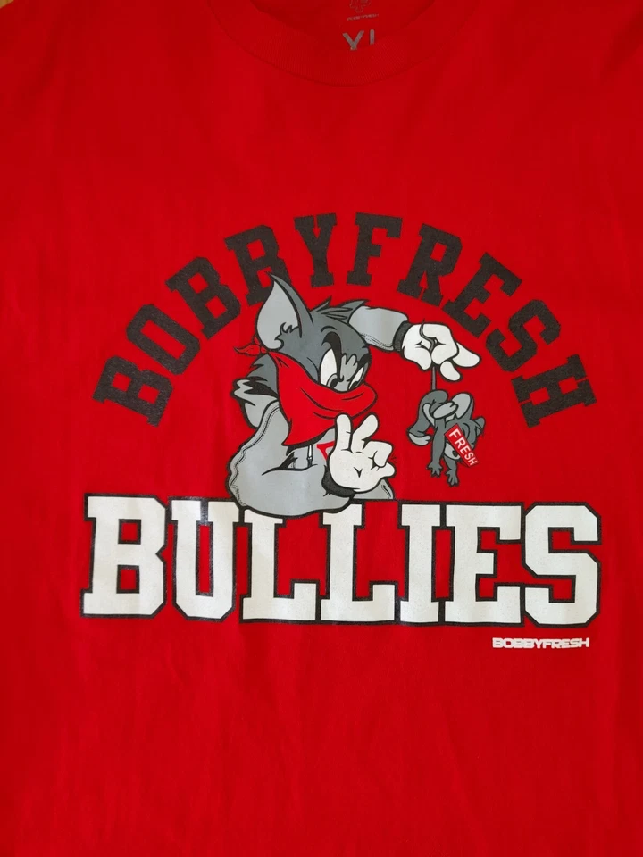 Camiseta manga curta Bobby Fresh Tom & Jerry Bullies vermelha/preta tamanho XL - Imagem 2 de 4
