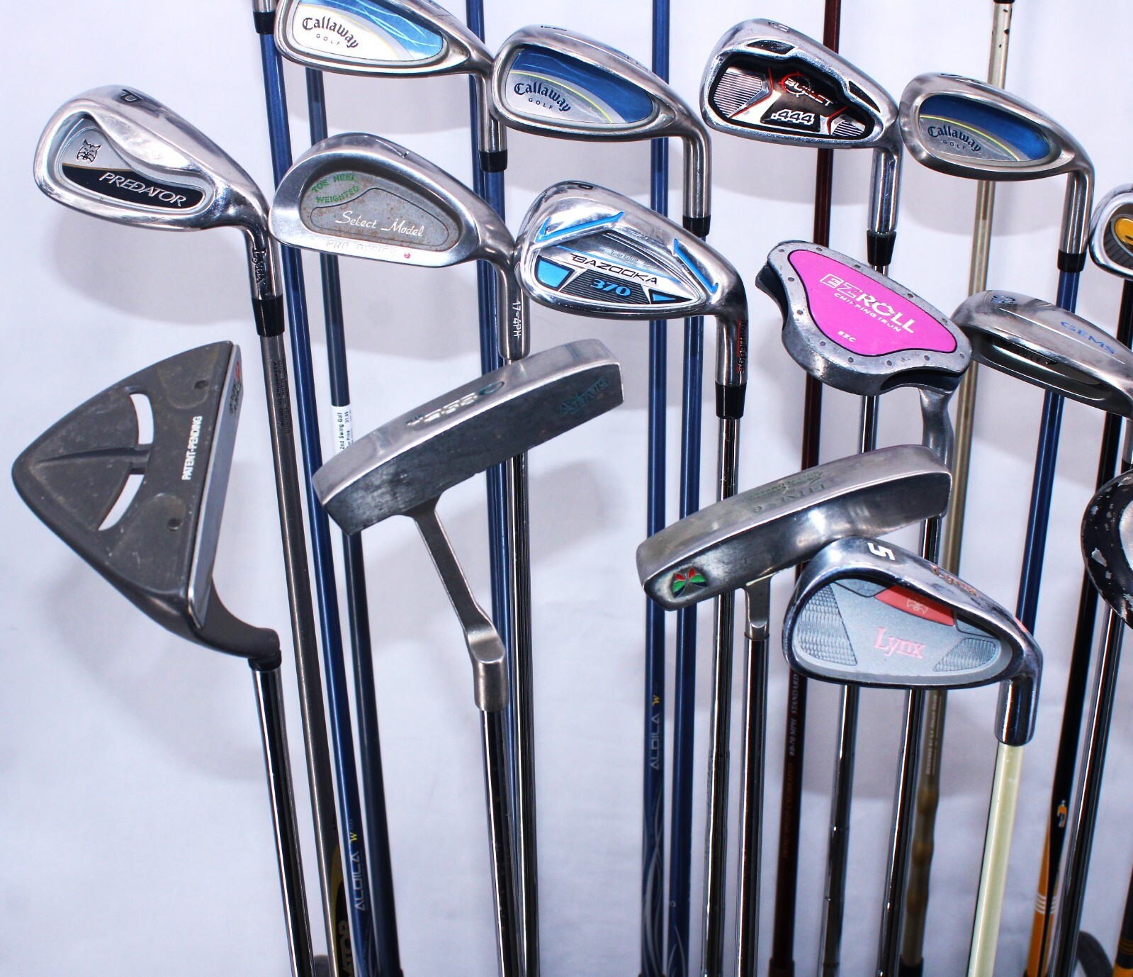 Lot of 24 Golf Clubs of Various Lengths, Lofts, Flexes, Left and Right