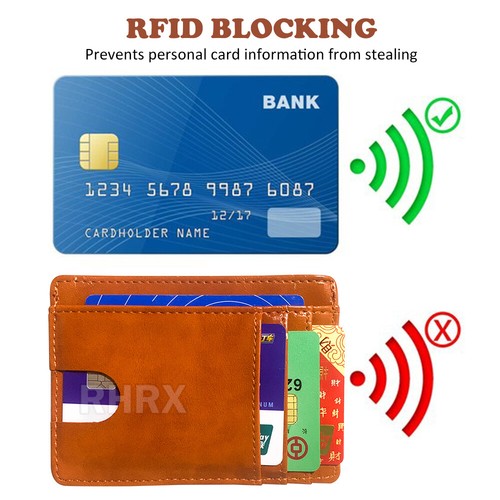 Schmale minimalistische Fronttasche Geldbörse RFID blockierend Kartenetui für Männer Frauen - Bild 4 von 11