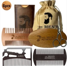 8 Piece Mens Beard Grooming Kit Beard Growth Kit For Men Combs  Brush Scissors