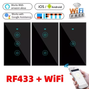 WiFi Smart Light Switch 1/2/3 Gang Pas de fil neutre requis pour Alexa Google APP