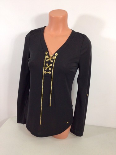 Guess Blouse Gold Chain Womens XS - Picture 7 of 7