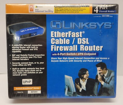 Linksys BEFSX41 Etherfast Cable / DSL 4-Port Firewall Router 10/100 Mbps - NEW