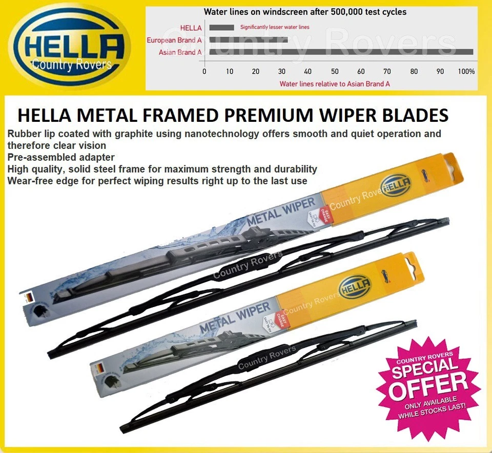 HYUNDAI TUCSON WIPER BLADES 2004 TO 2010 HELLA QUALITY BRAND 24 & 15 inch - Imagem 4 de 4