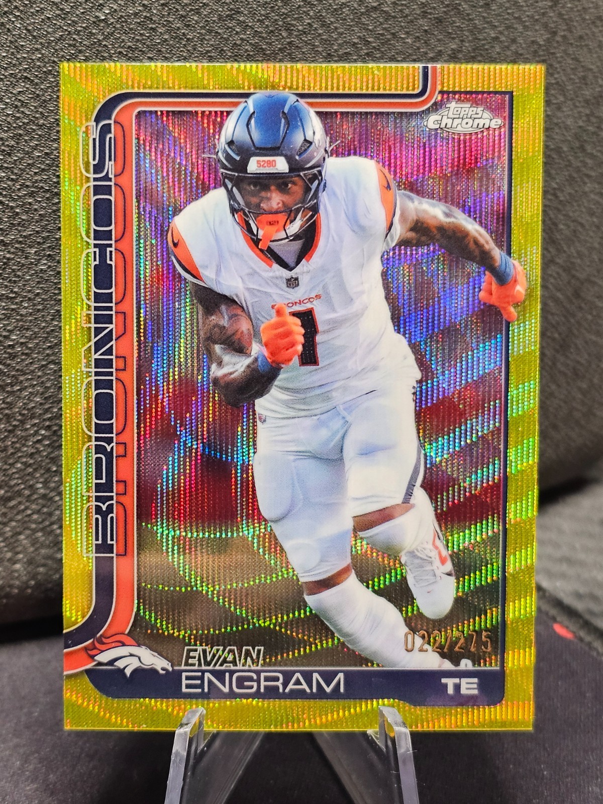 2025 Topps Chrome - Evan Engram #92 Yellow Wave Refractor /275 Denver Broncos