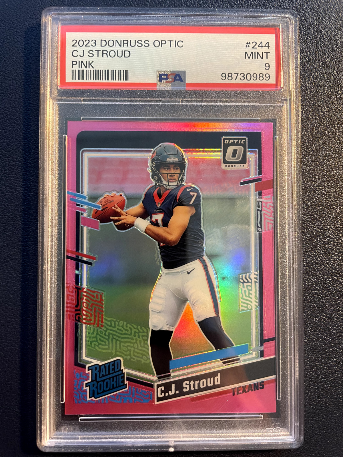 2023 Donruss Optic C.J. Stroud Pink Rated Rookie #244 PSA 9 Texans RC
