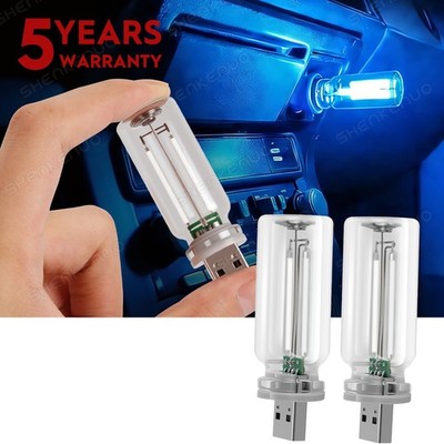2PC Blue Neon Glow Decor Boat Light Bulbs Car Party + USB Touch Night Light
