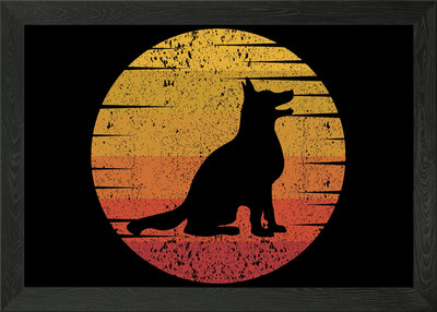 Deutscher Schäferhund Retro Schäfer gerahmtes Wandbild Poster Leinwanddruck Bild