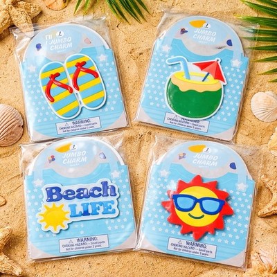 Beach Life Jumbo Rubber Bag Charms Set of 4 Sun Coconut Flip Flops NEW