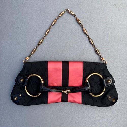 Gucci Tom Ford Era Horsebit Chain Clutch Bag Vintage  GG Monogram From Japan