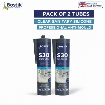 2 x Bostik S30 Sanitär Silikon Dichtstoff klar 310ml Box Etui Anti Schimmel Dusche