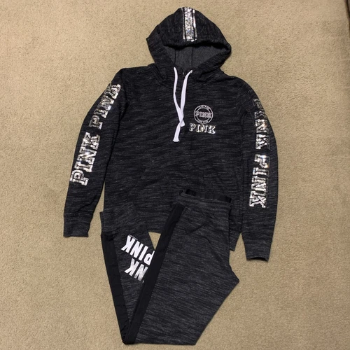 UNDERCOVER Completo ROSA Victorias Secret felpa con cappuccio e sequenza felpa 1 4 zip piccola