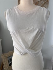 Free People Movement Tank Top Twist Front Crop Shirt White Cotton Active Medium