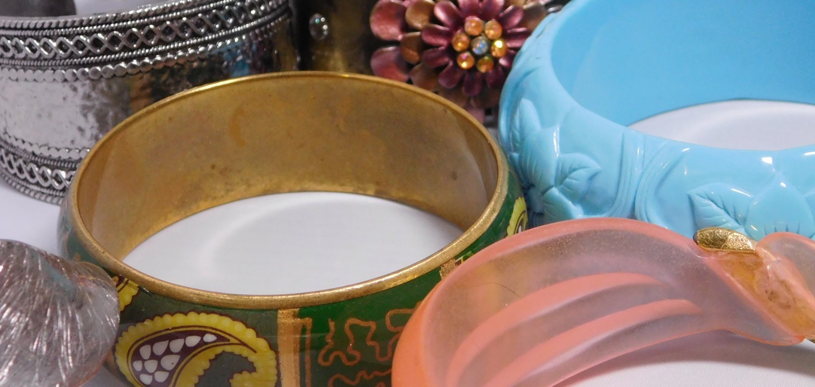 Vtg Lot Statement Bracelets - Enamel Cloisonne Br… - image 7