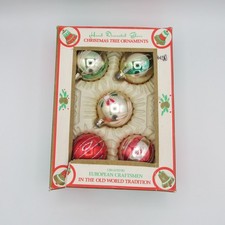 VTG 5 Commodore Christmas Classics European Hand Painted 2 1/4" Glass Ornaments