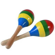 Wooden Maracas Rattles - Set of 2 Hand Percussion Instruments for Kids  Adults