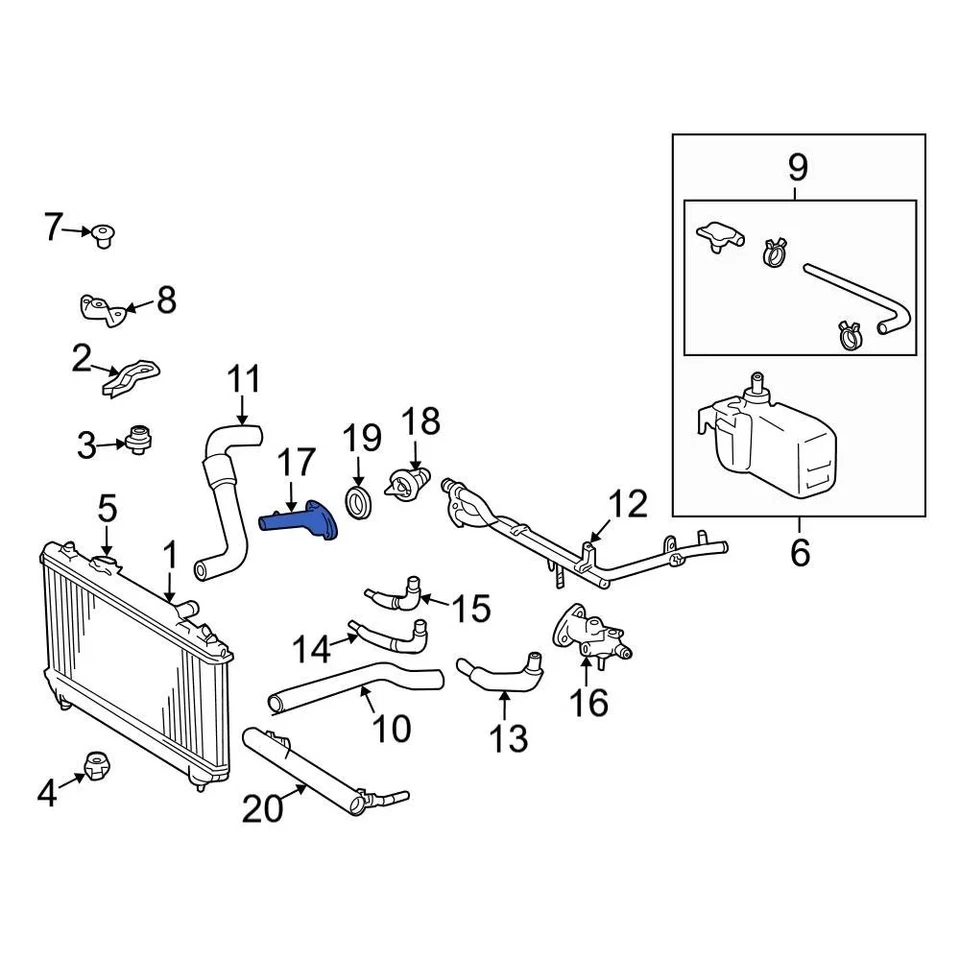 For Toyota Camry 1992-2001 Toyota 1632103060 Engine Coolant Thermostat Housing Foto 2 de 3
