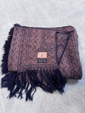 Authentic Huallpatex Peru Alpaca Wool Blend Throw Blanket Large - Blue & Brown