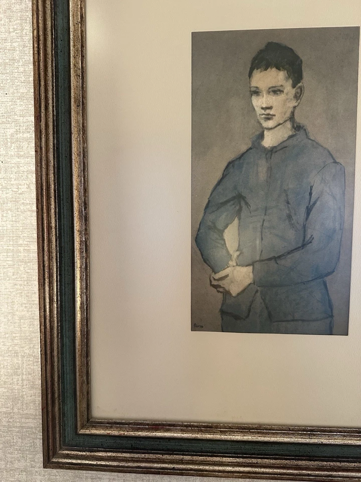 Винтажная гравюра Пикассо «Синий мальчик» 21 x 17 дюймов в рамке Shorewood Publishers Penn Prints  - Изображение 2 из 4
