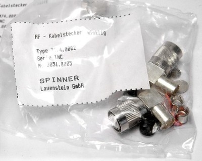 4x Spinner TNC HF-Stecker gewinkelt, Typ 3074.0002, NOS