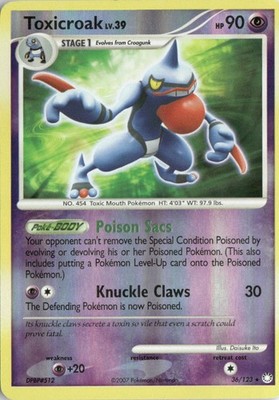 Pokemon Toxicroak Rare Reverse Holo Mysterious Treasures 2007 36/123 LP