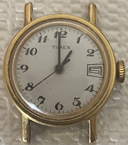 Vintage Women’s Timex Manual Wind Watch No Band For Parts Only 27mm White Dial
