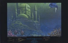 Disney THE LITTLE MERMAID Art Print SIGNED by JODI BENSON + 2 DIRECTORS, 1997