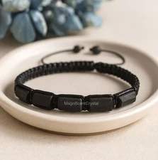 Black Tourmaline Stone Bracelet Men Jewelry Healing Crystal Gemstone Reiki Gifts