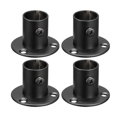 4 Set 0.77'' Stainless Steel Pole Sockets Flange Rod Holder Bracket Support Black