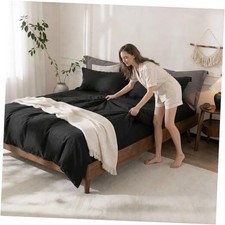 Black Duvet Cover California California King 104" x 98" Black-no Comforter