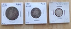 Three Seated Liberty Coins - Half Dollar 1876 S, Quarter 1891, & Dime 1875 CC