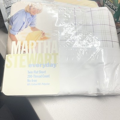 VTG NEW Martha Stewart Full Fitted Sheet Check Plaid/White USA *NOS 1999