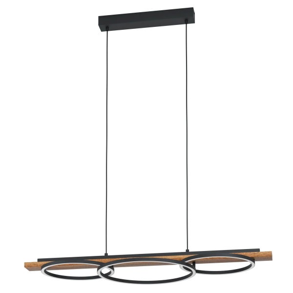 Eglo Led Pendelleuchte Boyal Schwarz Holz 101 X 110 Cm Warmweiß Dimmbar-image