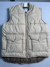 Walls Zero Zone Vintage Khaki Insulated Puffer Vest Large USA Made Hunting Tan