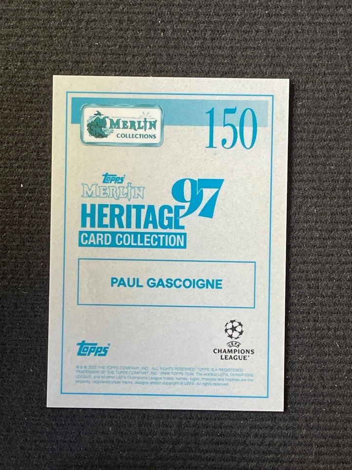 Paul Gascoigne 2021-22 Topps Merlin Heritage 97 UCL Legend /99 #150 - Image 2 of 2