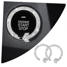 2PCS Bling Car Push Start Button Cover Decoration Ring,Double Rhinestone Car