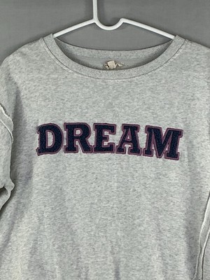 Hem & Thread Womens Medium Gray DREAM Pullover Sweatshirt Cotton Casual
