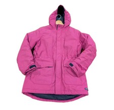 Lands End Winter Coat Girls Large 14-16 Pink Waterproof Hooded Jacket NO Liner