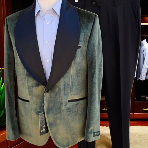 New Mens Shawl Collar Tuxedo 44r Slim 38x33 Velvet Like - Picture 5 of 21