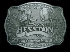 UD01172 NOS VINTAGE 1997  HESSTON 50TH ANNIVERSARY  FARM EQUIPMENT BUCKLE