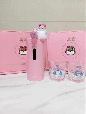 Hite Jinro Soju Dispenser Pink Toad Edition with 2 Glasses K-Drama Home Bar