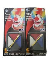 Clown White Black Red Blue Rubie's Face Makeup Made in USA Washable LOT OF 2