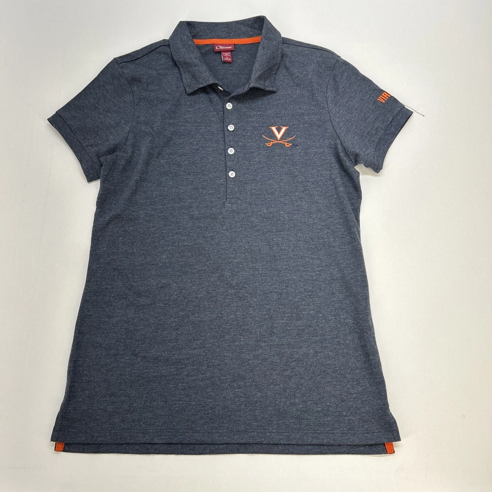 Virginia Cavaliers Chiliwear Shirt Short Sleeve Cotton Blend Polo Woman’s L Gray - Image 2 of 4