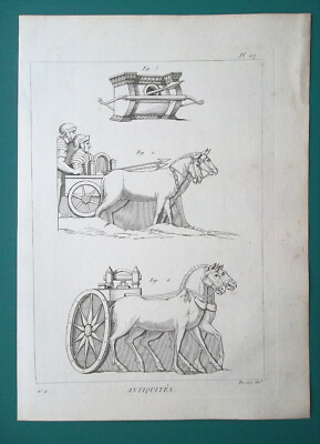 #ad ROMAN ARMY Siege Engines Portable on Carriages Horse Driven 1804 Print $12.60