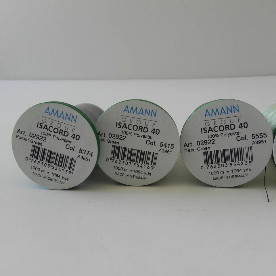 Amann Isacord 40 100% Polyester Lot of 5 Green Shades 1000M - Image 3 of 4