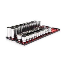 TEKTON 46 Piece 1/2" Drive Deep Standard Metric Socket Set 10-32mm Six Point Hex