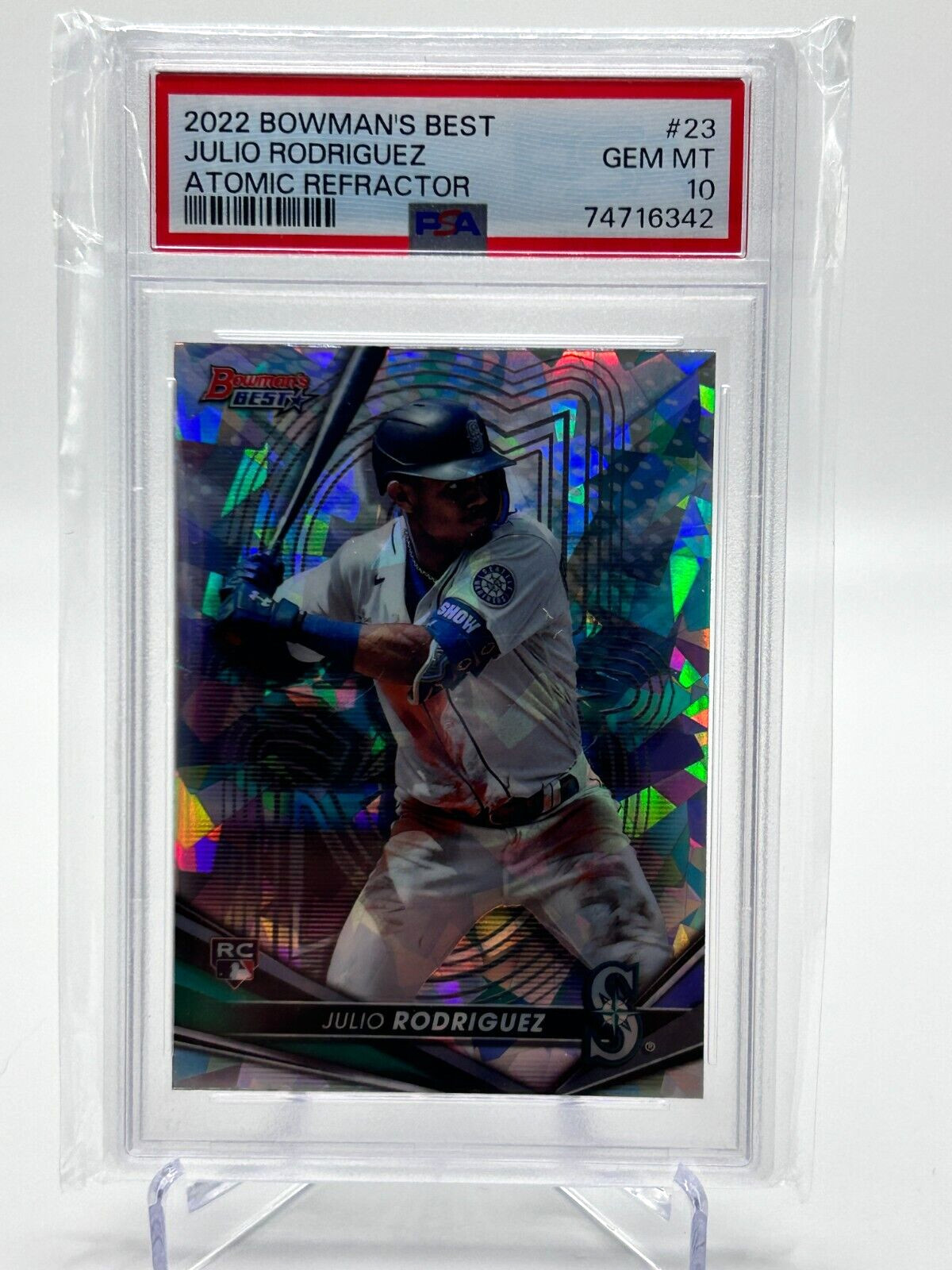 JULIO RODRIGUEZ 2022 BOWMANS BEST ATOMIC REFRACTOR ROOKIE PSA 10 #23 JC