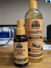 Okay For Men Shampoo Hair & Beard with All Natural Castor Oil 16 oz+ Shave Balm